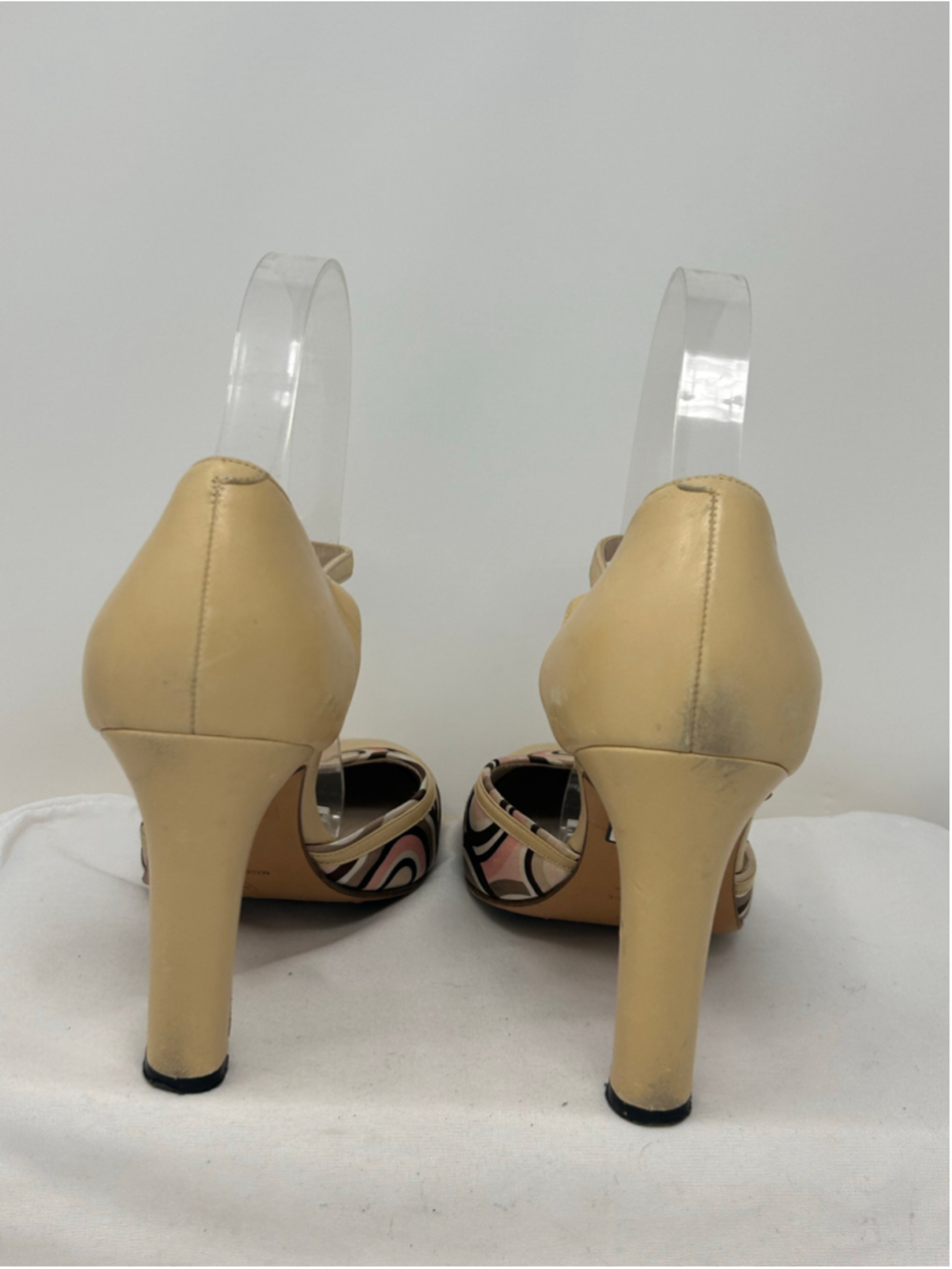 Chanel Vintage Beige T-Strap D’Orsay Pumps Geometric Toe Cap Size 40 - Picture 5 of 11